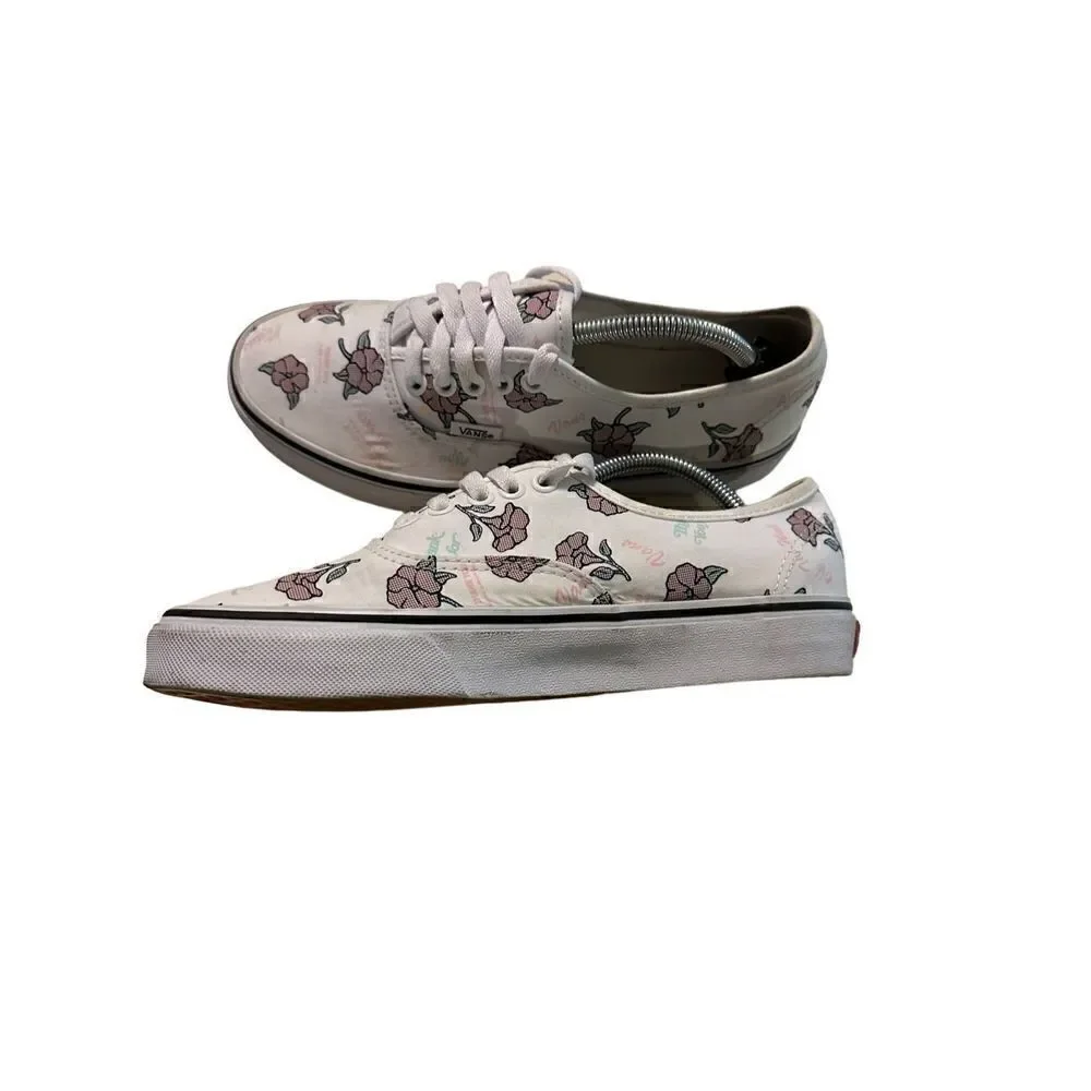 VANS Authentic Low Thank You Floral 507698 White Flowers Womens Size 8 Shoes